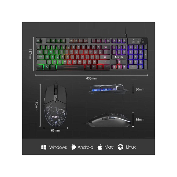 NEW Mafiti Colorful Backlit Gaming Keyboard with mouse - Picture 2 of 6